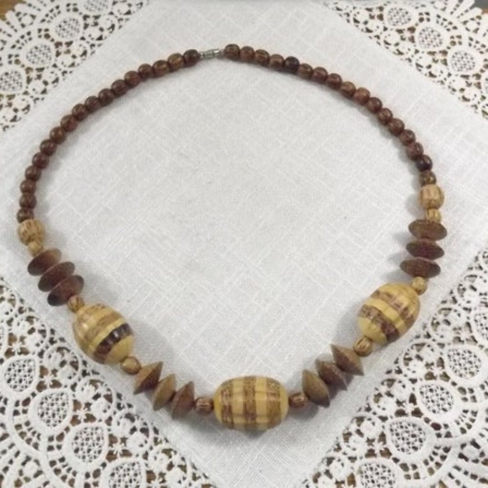 Vintage Mango Wood Beaded Necklace